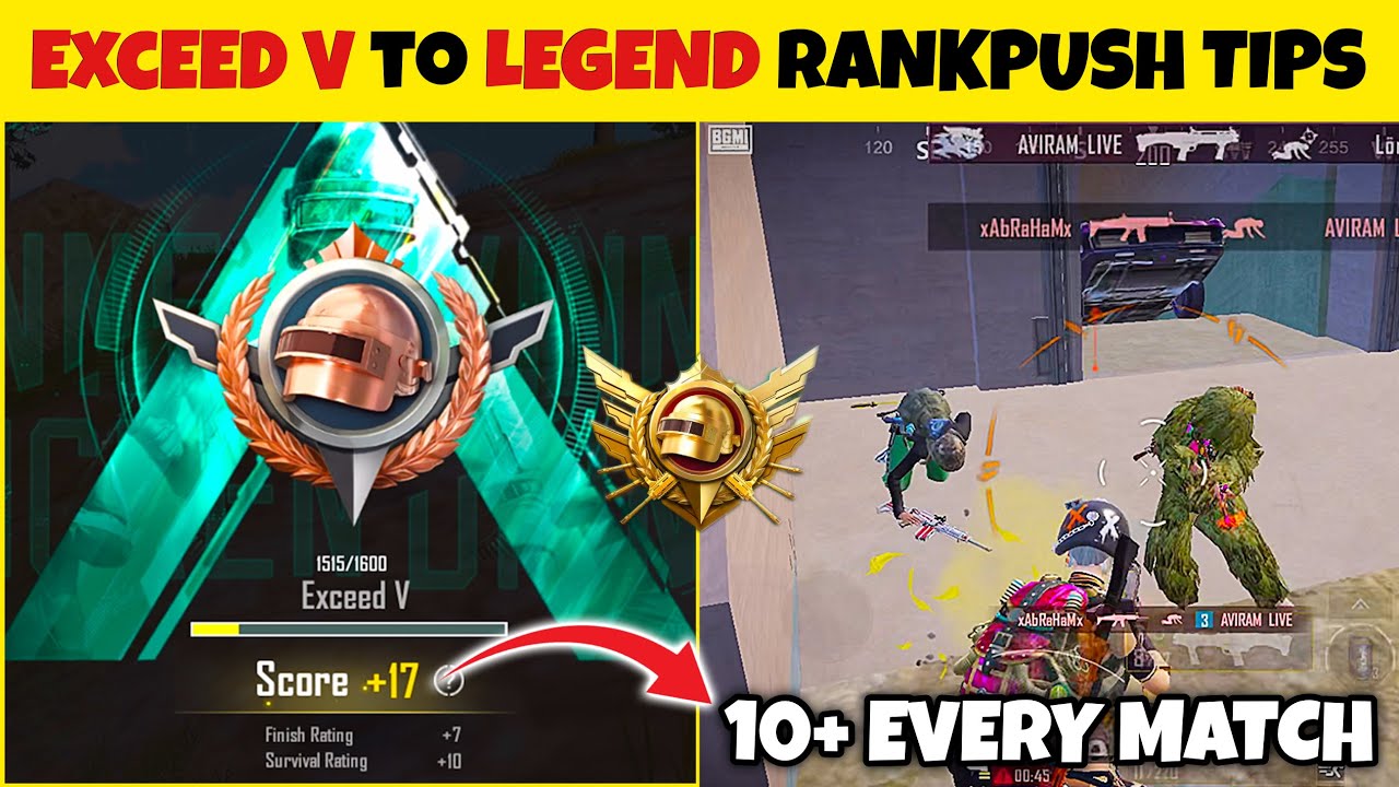 🤩EXCEED V TO LEGEND RANK PUSH TIPS🔥| ULTIMATE ROYALE RANK PUSH TIPS & TRICKS✅| BGMI