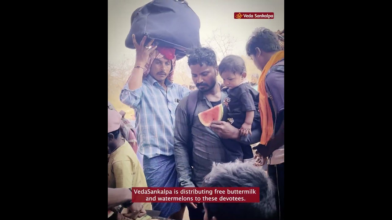 On Ugadi, thousands of devotees walk to Srisailam from Karnataka under the hot sun.