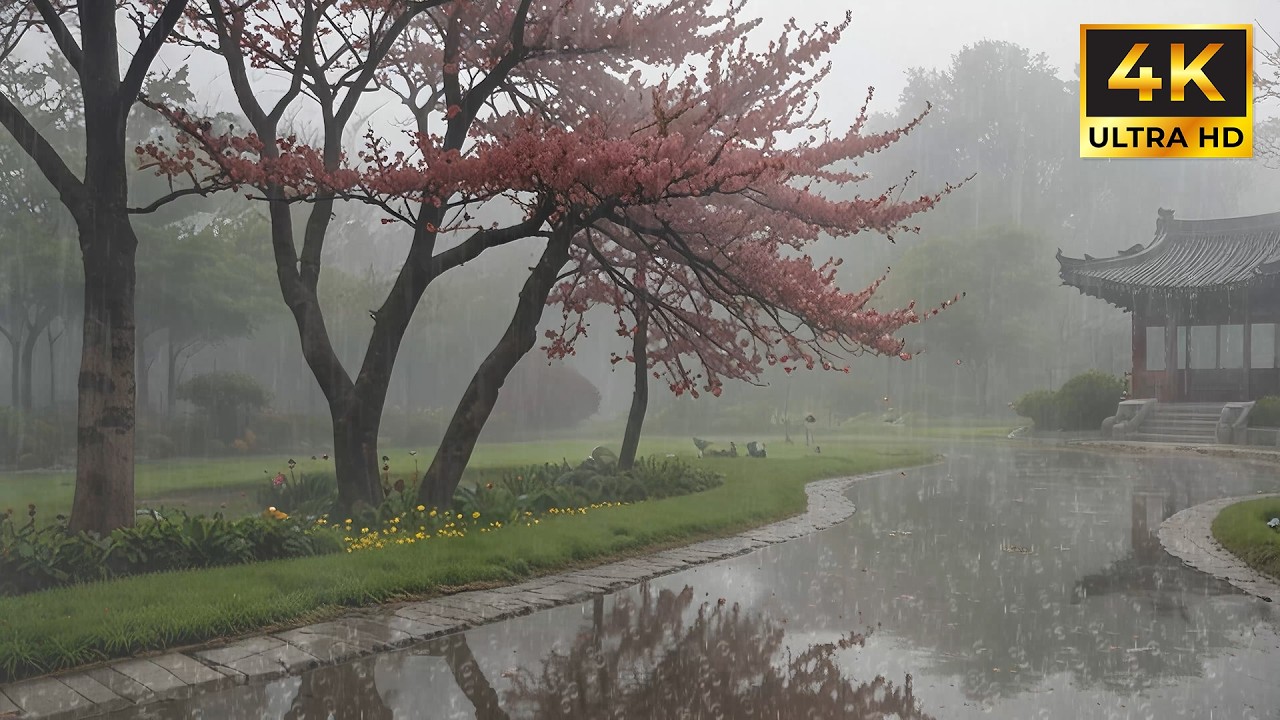 Relaxing Rain in a Beautiful Garden 🌧️ Calm Nature Sounds for Deep Sleep, Focus and Relaxation