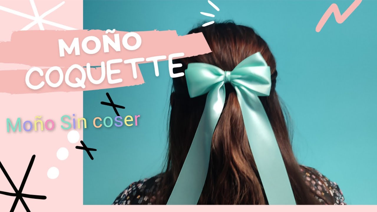 Moño Coquette  MOÑO CON LOS DEDOS SUPER FÁCIL Y RAPIDO /sin 🪡  aguja🧵hilo /How to tie cute ribbons