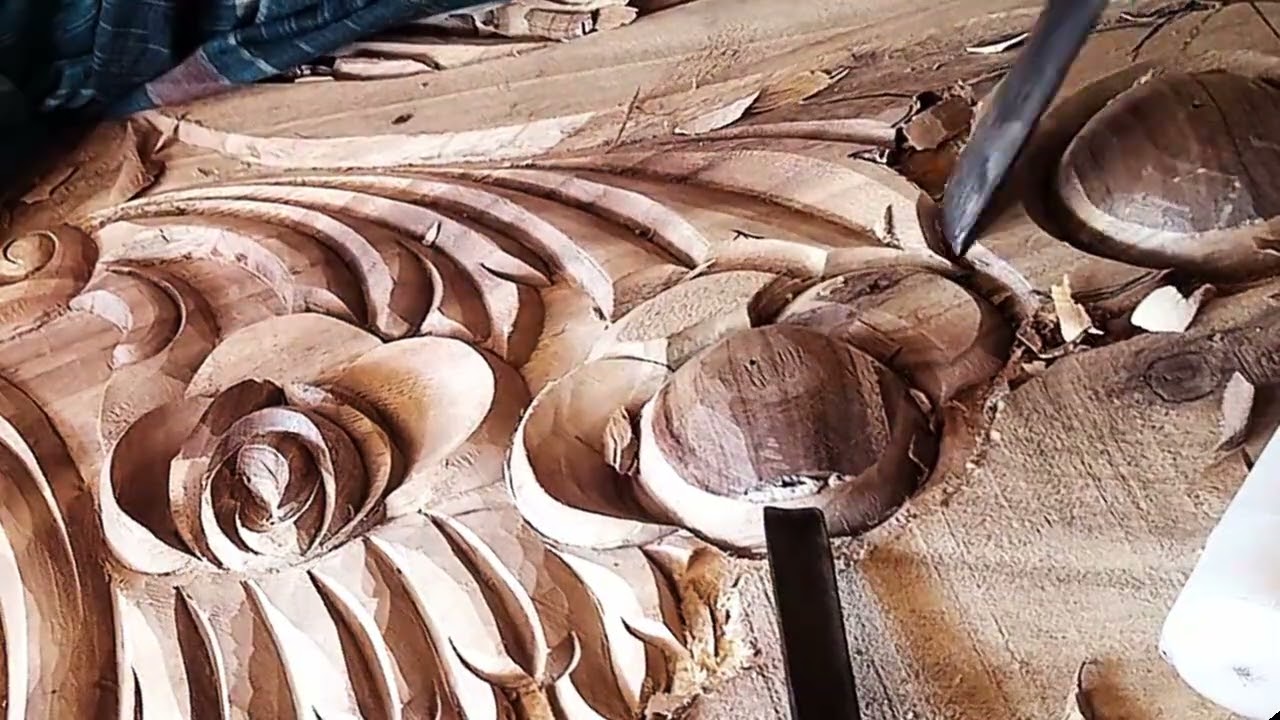 গোলাপ ফুলের নকশা ভিডিও #wooden #carving #design