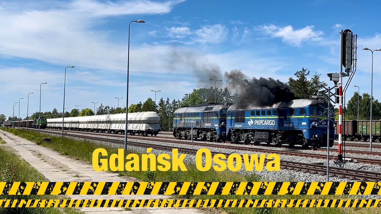 Kolejowe klimaty na stacji Gdańsk Osowa pociągi towarowe lokomotywy spalinowe ST44 15D/A SM42