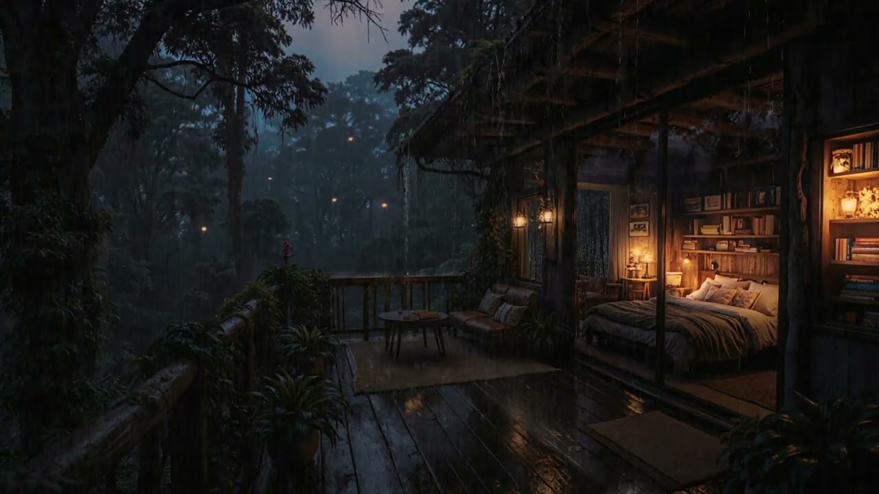 Gentle Rain Drifting Over a Cozy Forest Cabin 🌧 | Peaceful Rain Sounds for Deep Sleep