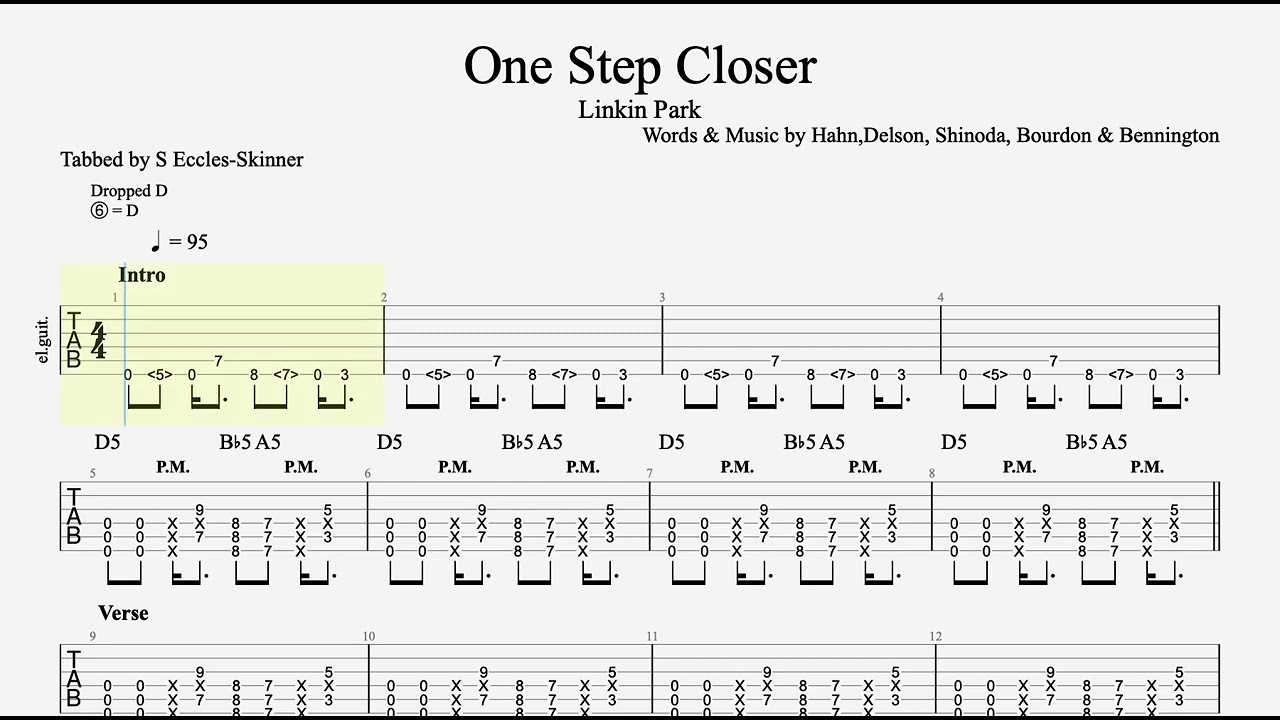 One Step Closer - (Drop D - Standard) - Guitar Tab - Playthrough, Backing Track & Slowed