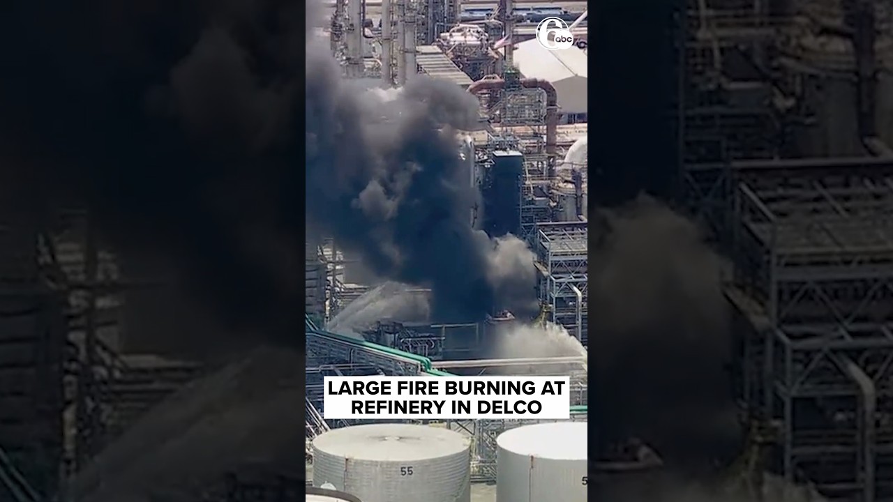 Крупный пожар на нефтеперерабатывающем заводе в округе Делавэр | Chopper 6 В ПРЯМОМ ЭФИРЕ