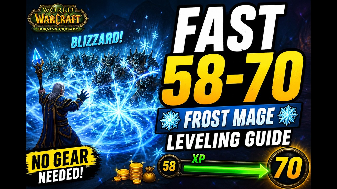 TBC Frost Mage Leveling Guide 58&ndash;70 &ndash; Fast AoE Route (No Gear Needed, SOLO)