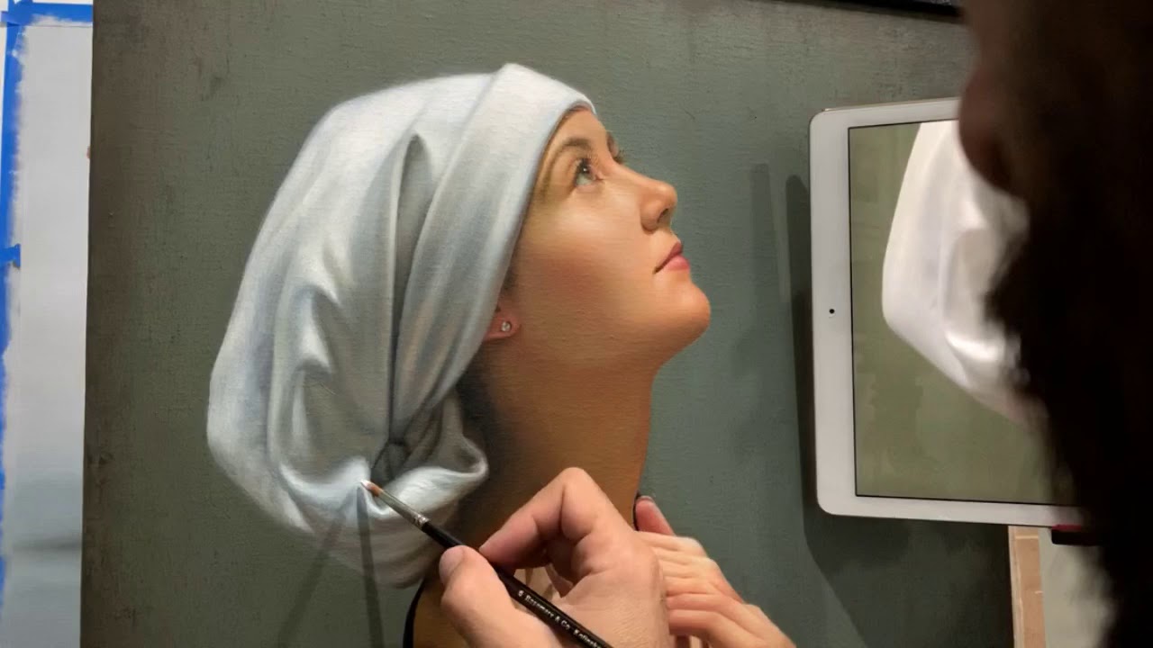 time lapse Pintando al óleo un paño blanco Las últimas pinceladas y ajuste del color por omar ortiz