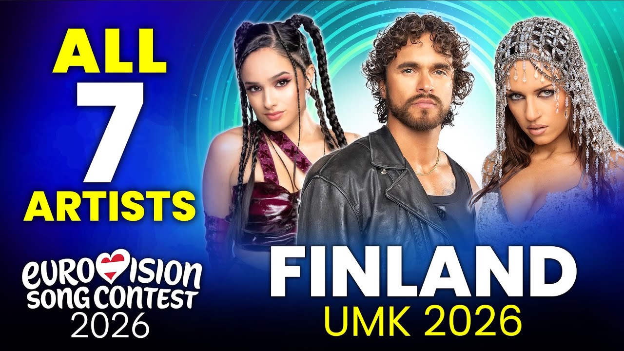 Все 7 исполнителей, участвующих в конкурсе новой музыки 2026 года — финском национальном отборе н...