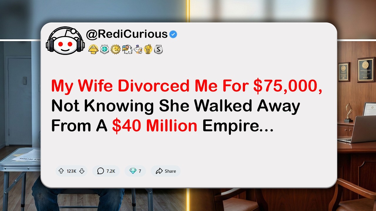 Она получила 75 тысяч долларов при разводе. Я получил 40 миллионов долларов на следующий день…
