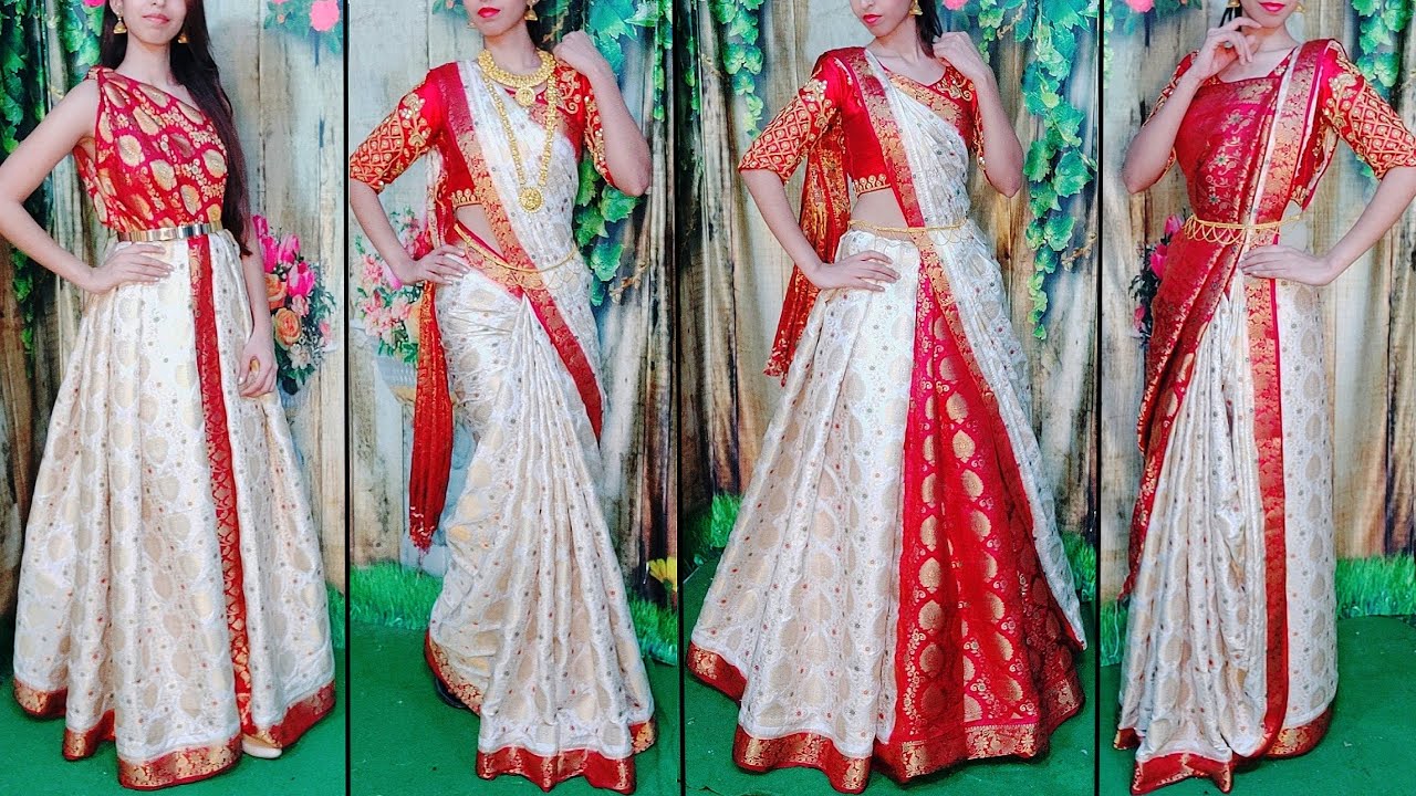 SOUTH INDIAN STYLE/MAHARANI STYLE/BENGALI STYLE|SILK SAREE DRAPING IN FIVE UNIQUE STYLES||HINDI