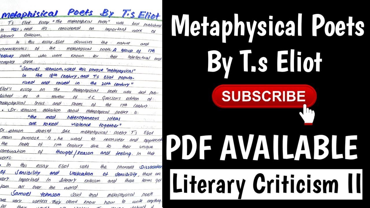 The Metaphysical Poetry Essay by T.S Eliot