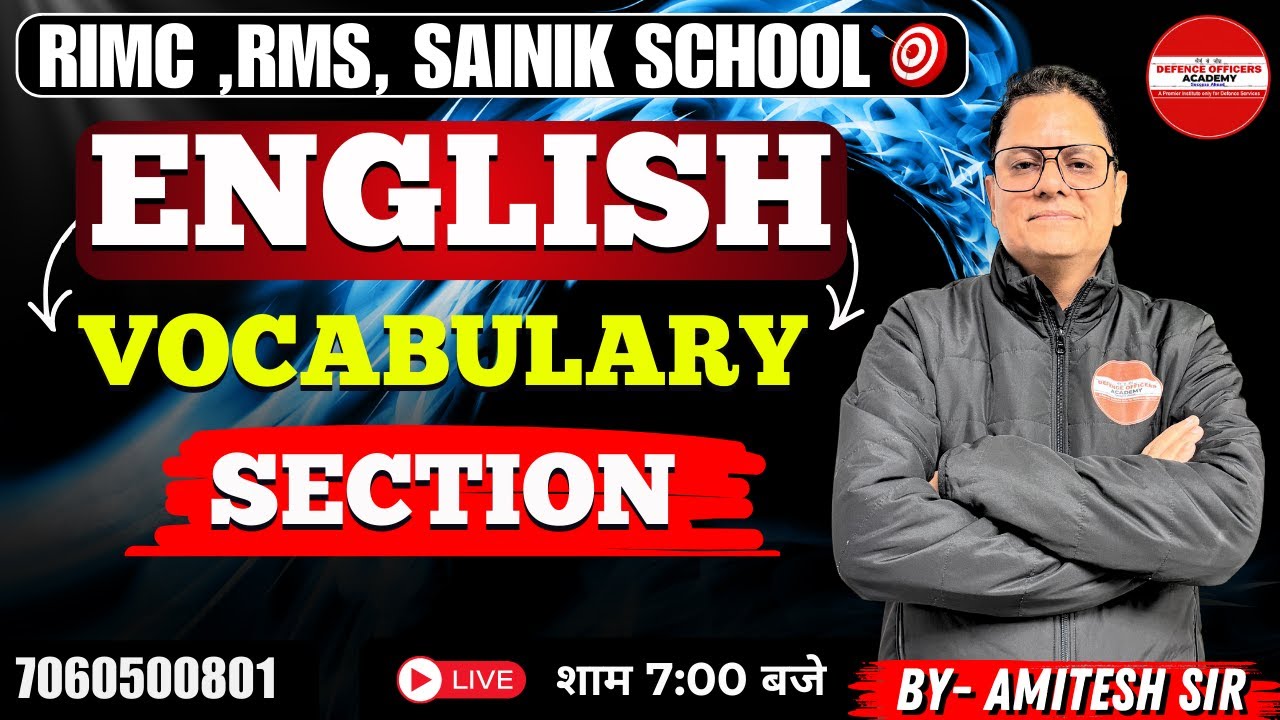 VOCABULARY SECTION - BY AMITESH SIR l RIMC, RMS, SAINIK SCHOOL 2026 #doa #rimc #defenceexam