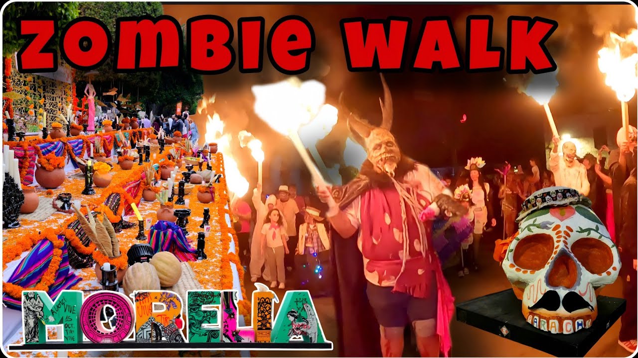 Desfile ZOMBIE WALK una locura 😱 y ofrendas en el CORAZON de Morelia 🫰