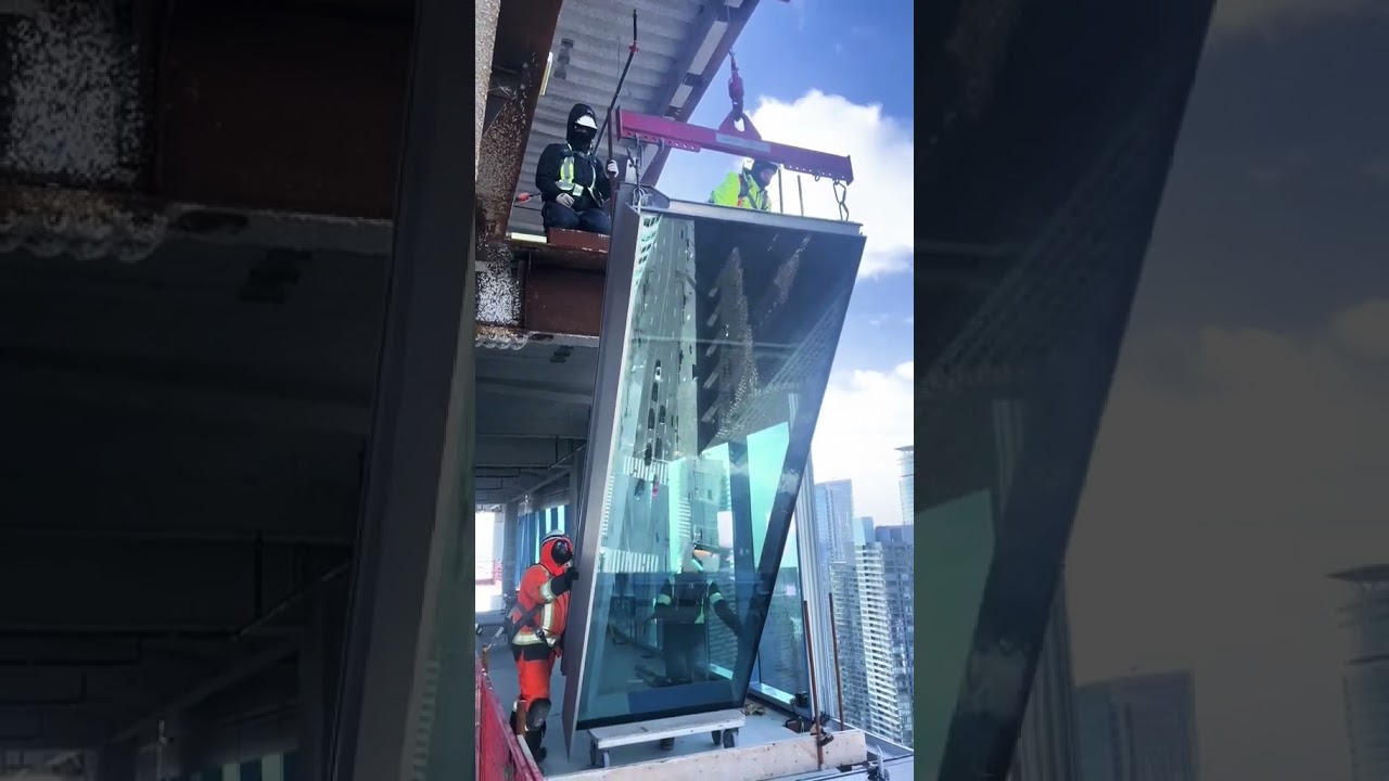 building glass panel up side installation
