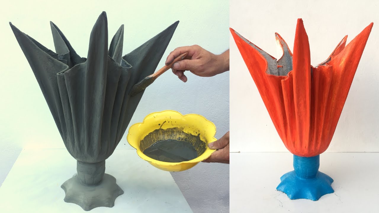 CEMENT IDEAS VERY EASY - How To Make Flower Pots From Cement and Rags