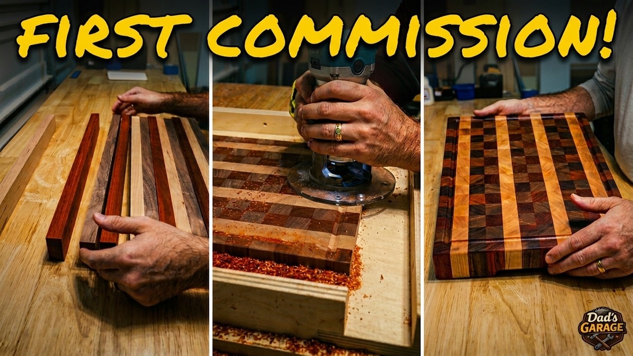 First Commission Gone Right | Custom Checkered Cutting Board Build
