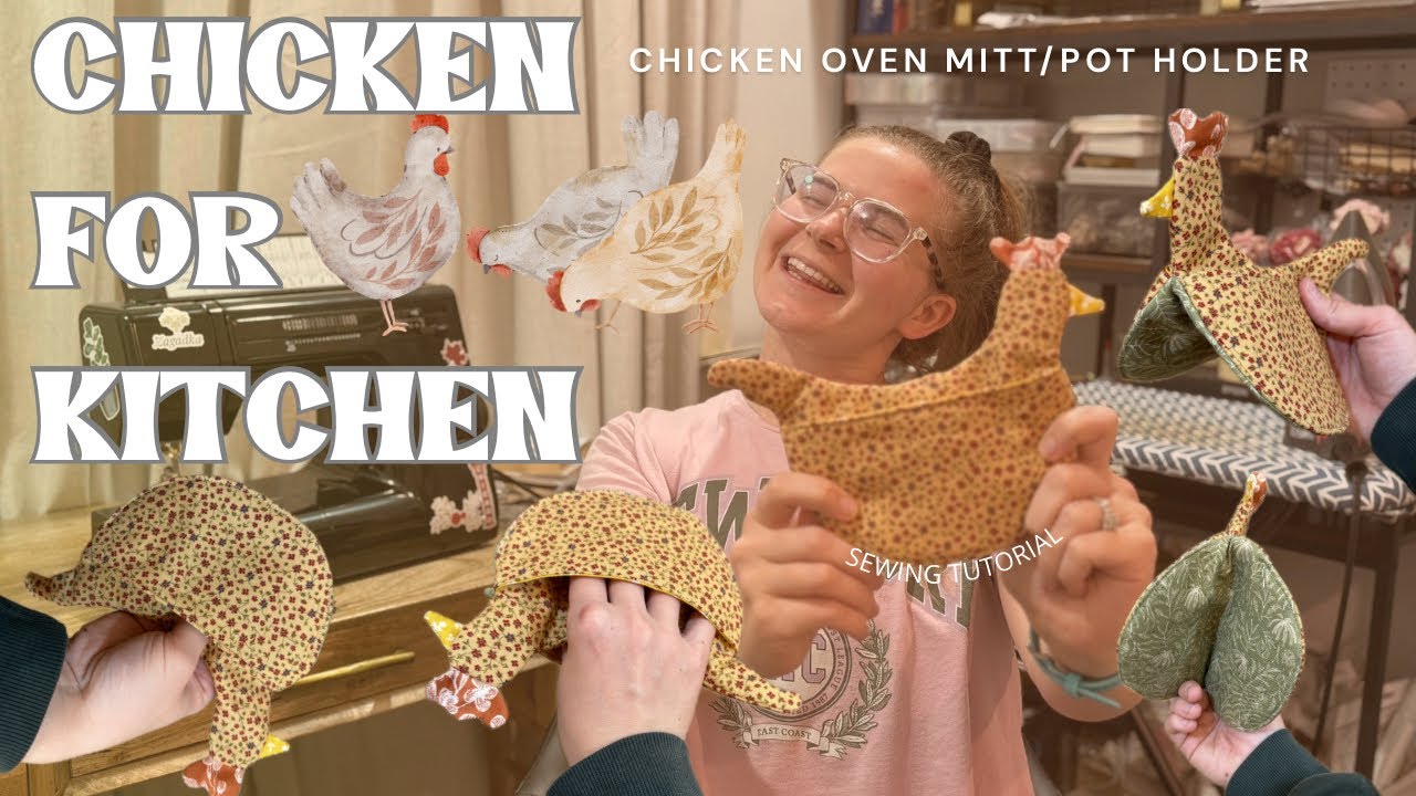 DIY Tutorial for Oven Mitt/ Pot Holder with Pattern - Chicken Oven Mitt Sewing