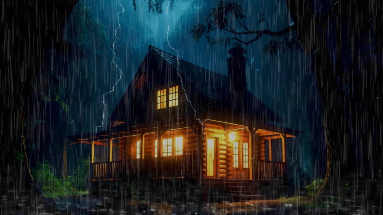 🌧️ Cozy Forest Cabin Rain at Night | Deep Sleep & Relaxing Rain Sounds