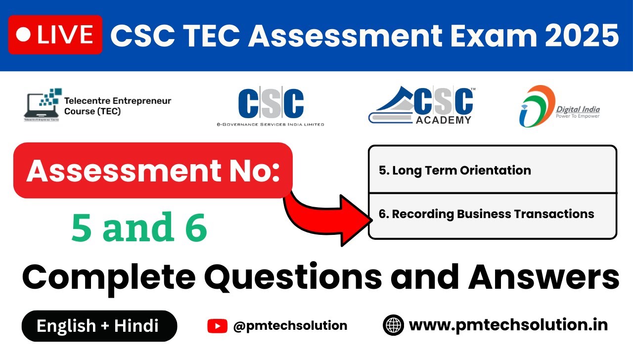 CSC TEC Assessment Exam Questions and Answers 2025 | Hindi and English | Assessment 5 and 6