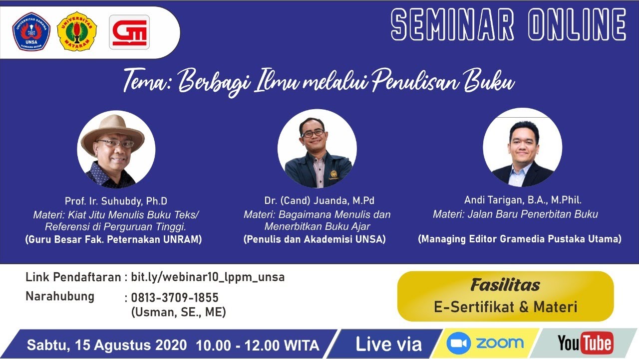 SEMINAR ONLINE : BERBAGI ILMU MELALUI PENULISAN BUKU