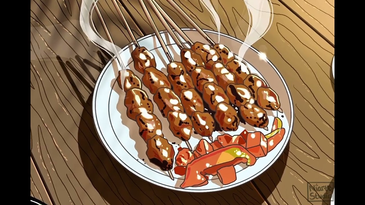Anime Food Animation | Sate Illustration Comes to Life 🍢✨