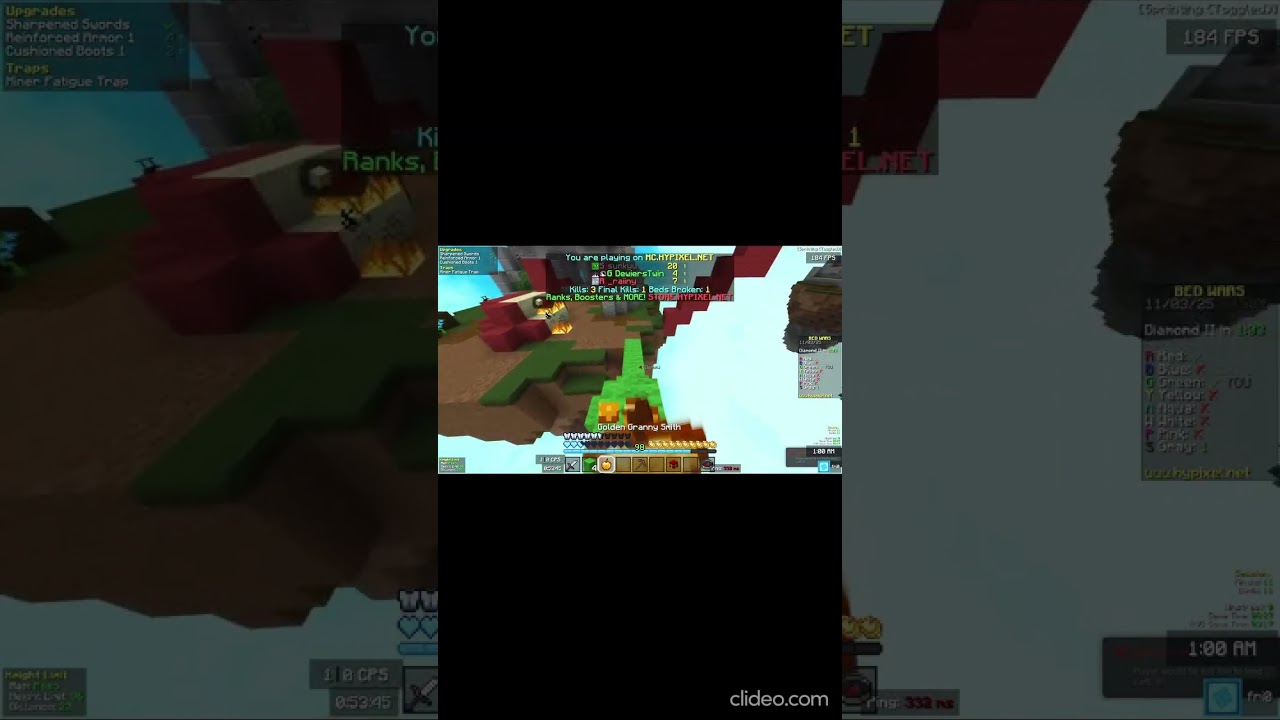 crazy block clutch 14 blocks  #minecraft #bedwars #hypixel #hypixelhackinguntilban #pvp