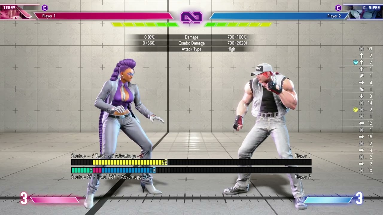 SF6 - C. Viper Burn Kicks Execution Frame Data