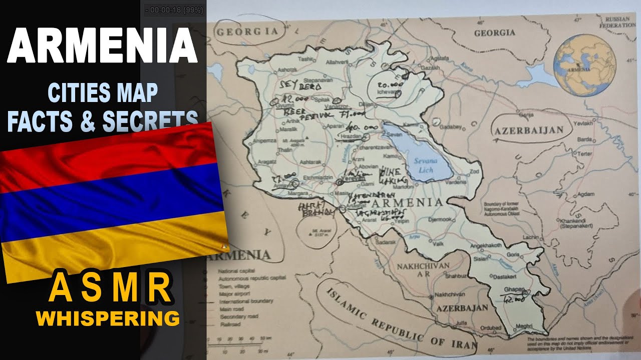 ASMR Map of ARMENIA Tracing  Main Cities Less Known Facts and Highlights  ASMR maps and facts