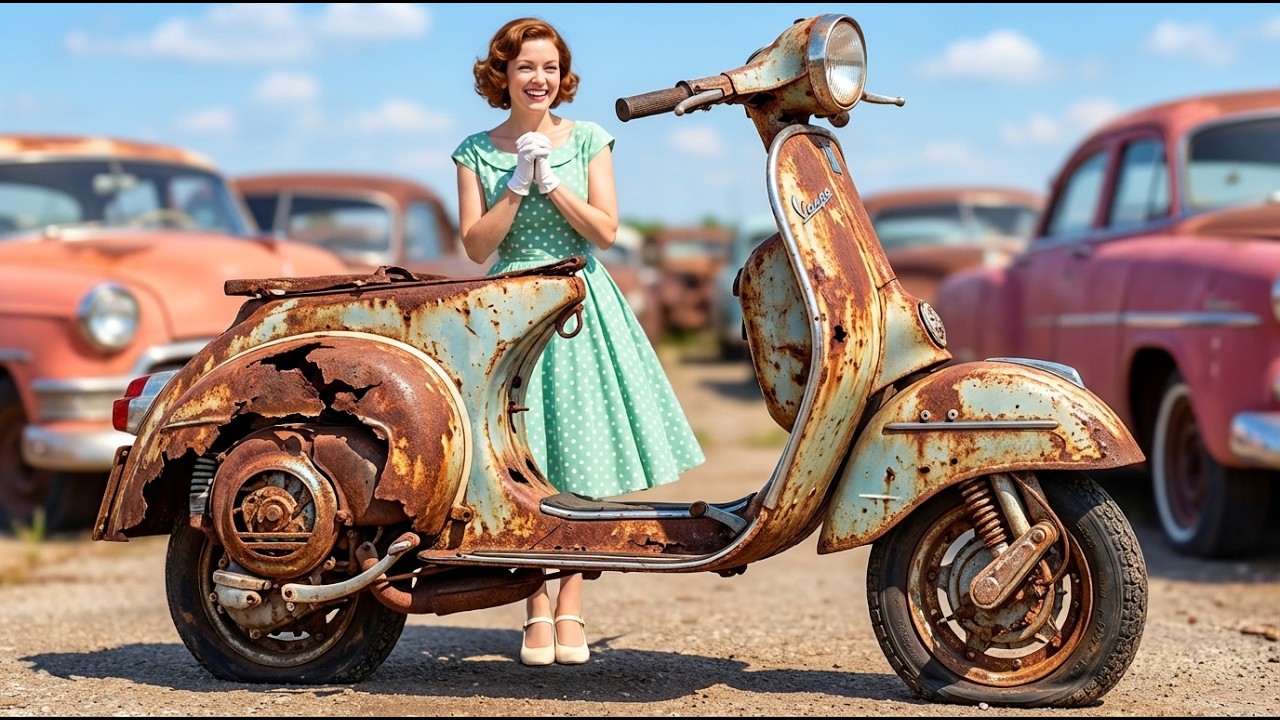 ASMR 1950 Vespa V13T Bacchetta Restoration | Rare Classic Scooter - Rust to Glory