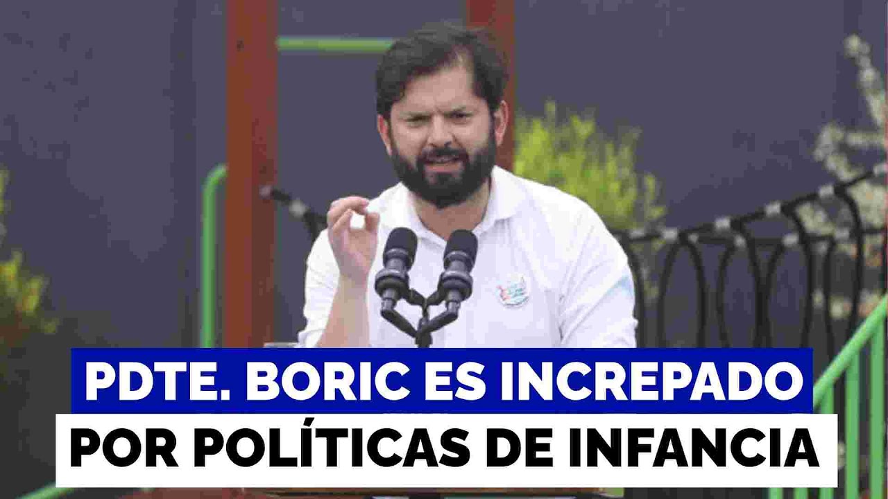 El momento en que Pdte. Boric es increpado por pol&iacute;ticas de infancia de su gobierno en acto de INDH
