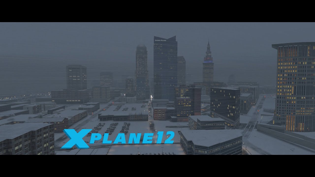 X-Plane 12 Cleveland Scenery Lighting Test 2