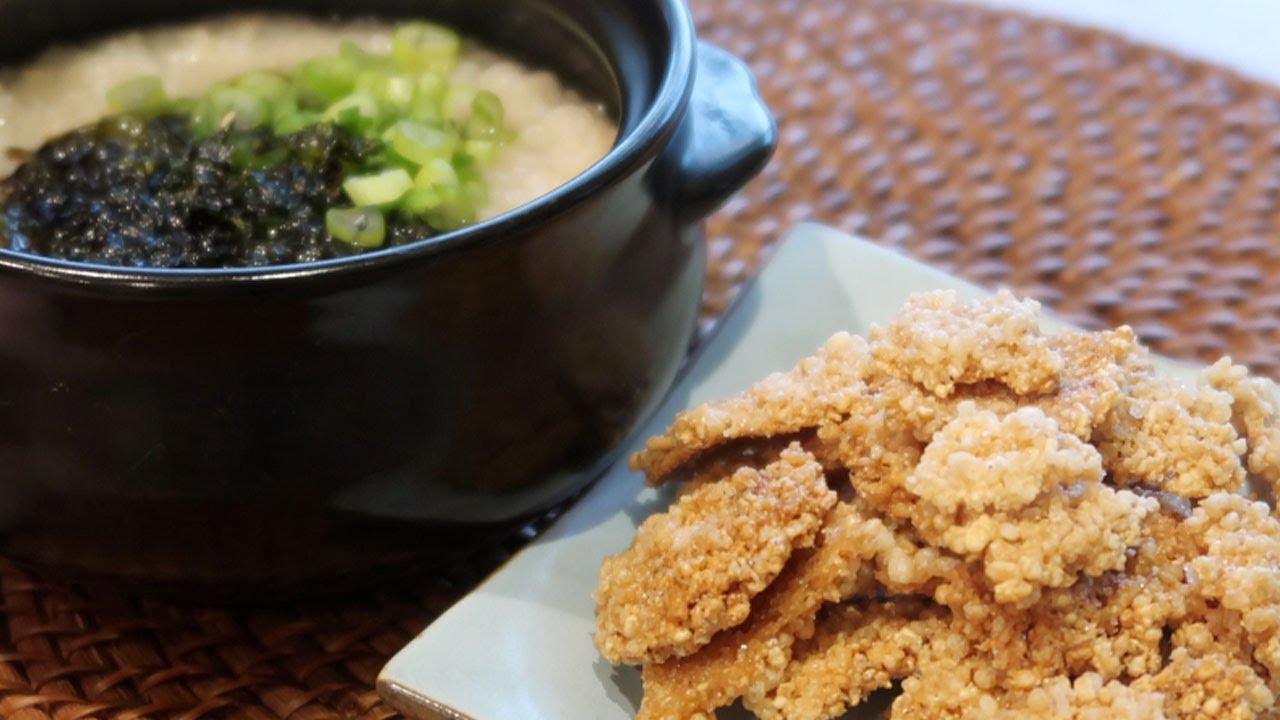Nurungji (crispy rice) porridge and nurungji popcorn