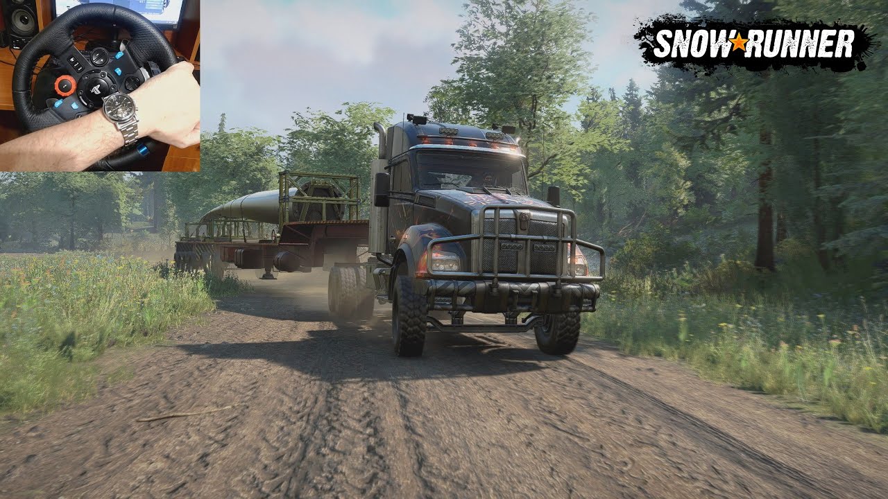 Доставка длиной лопасти ветрогенератора Kenworth T880 | SnowRunner | Logitech G29