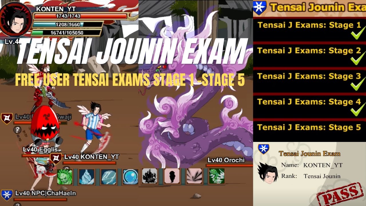 Shinobi Warfare : Free User Tensai Jounin Exams Stage 1 - 5 Full Clear !!