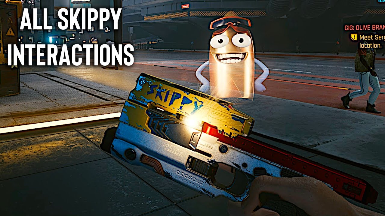 Cyberpunk 2077 - All Skippy Interactions Dialogue (Skippy The Talking Gun)