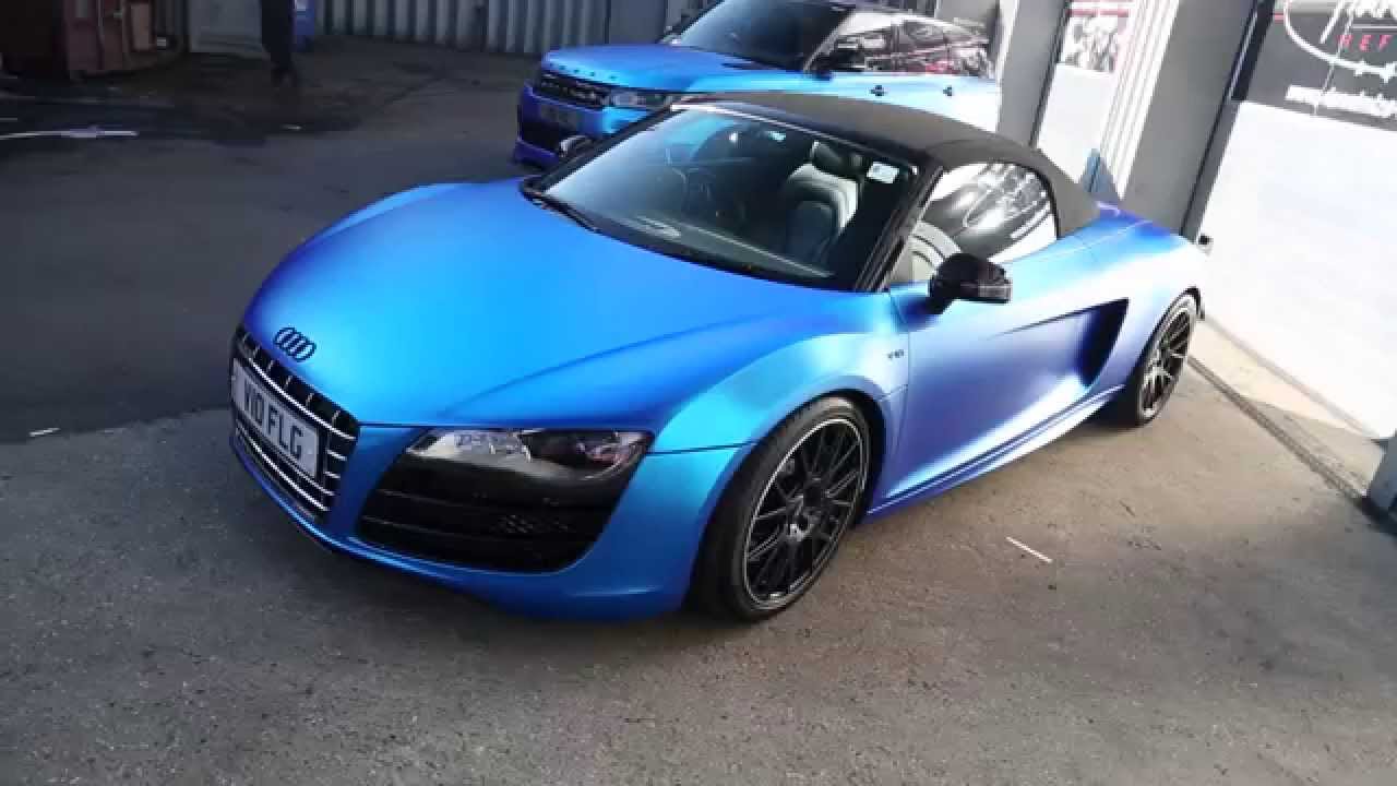 Audi R8 Spyder wrapped in Satin CHROME BLUE!