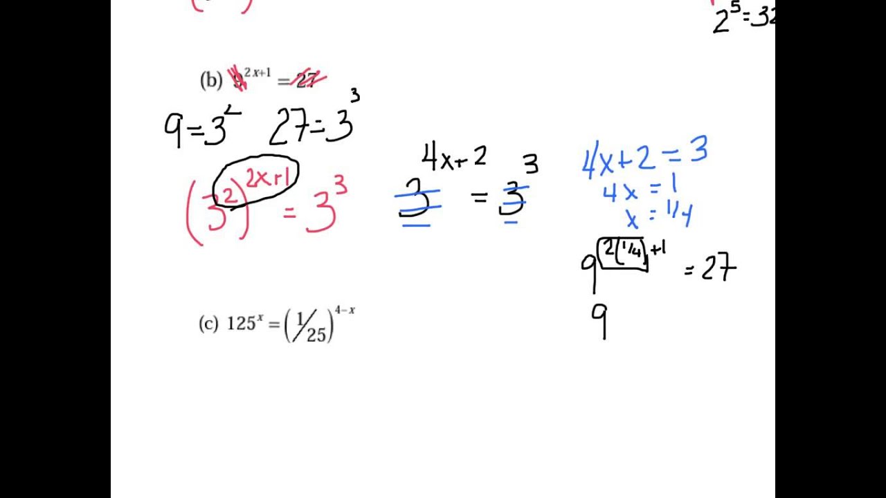 Common bases exponential equations
