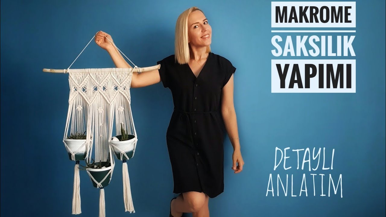 MAKROME SAKSILIK YAPIMI ( ÇİÇEKLİK /PERDE/ KAPI PERDESİ/ YASTIK KILIFI/RUNNER)DIY/Macrameplanthanger