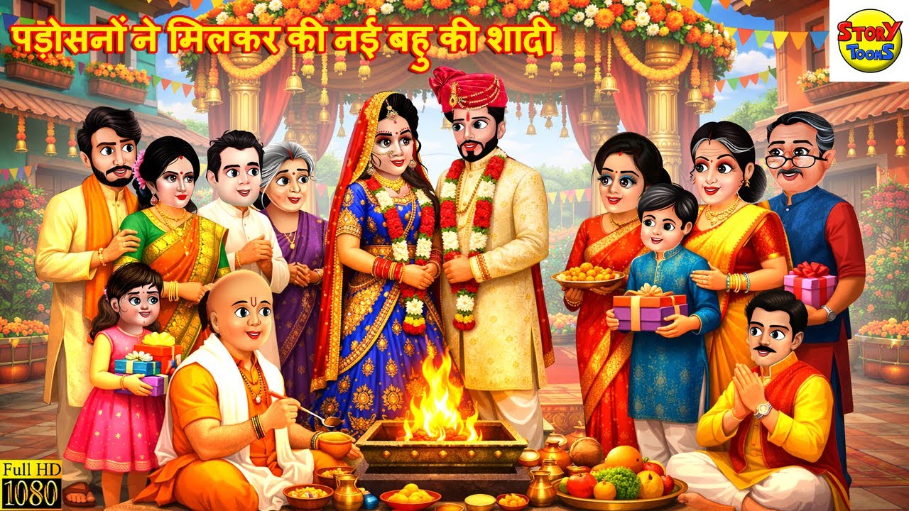 पड़ोसनों ने मिलकर की नई बहु की शादी | Hindi Kahani | Hindi Cartoon | Moral Stories | Kahaniya | Story