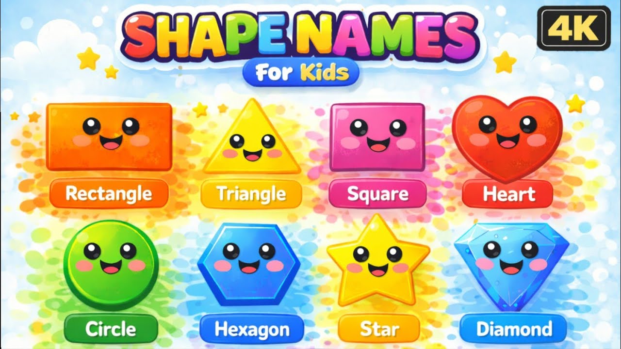 Shape Names for Kids | Learn Shapes in English 🔵🟥💎 | 4K