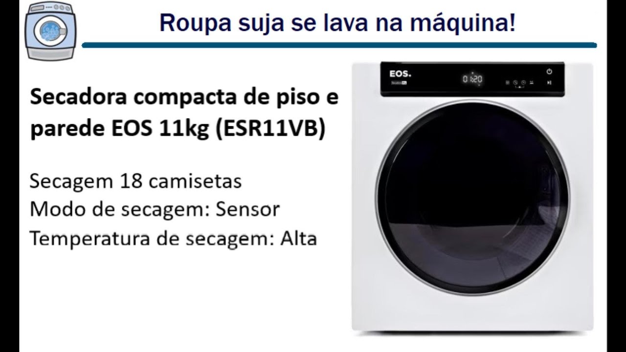 Secadora de roupas compacta EOS 11kg (ESR11VB) - Secagem de camisetas
