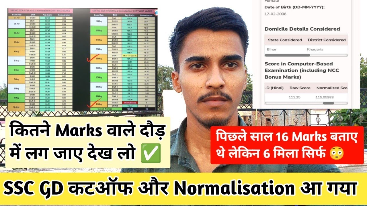 📊 SSC GD 2026 Normalization Marks & Cutoff | SSC GD Physical Cutoff | Sushant Vlogs |