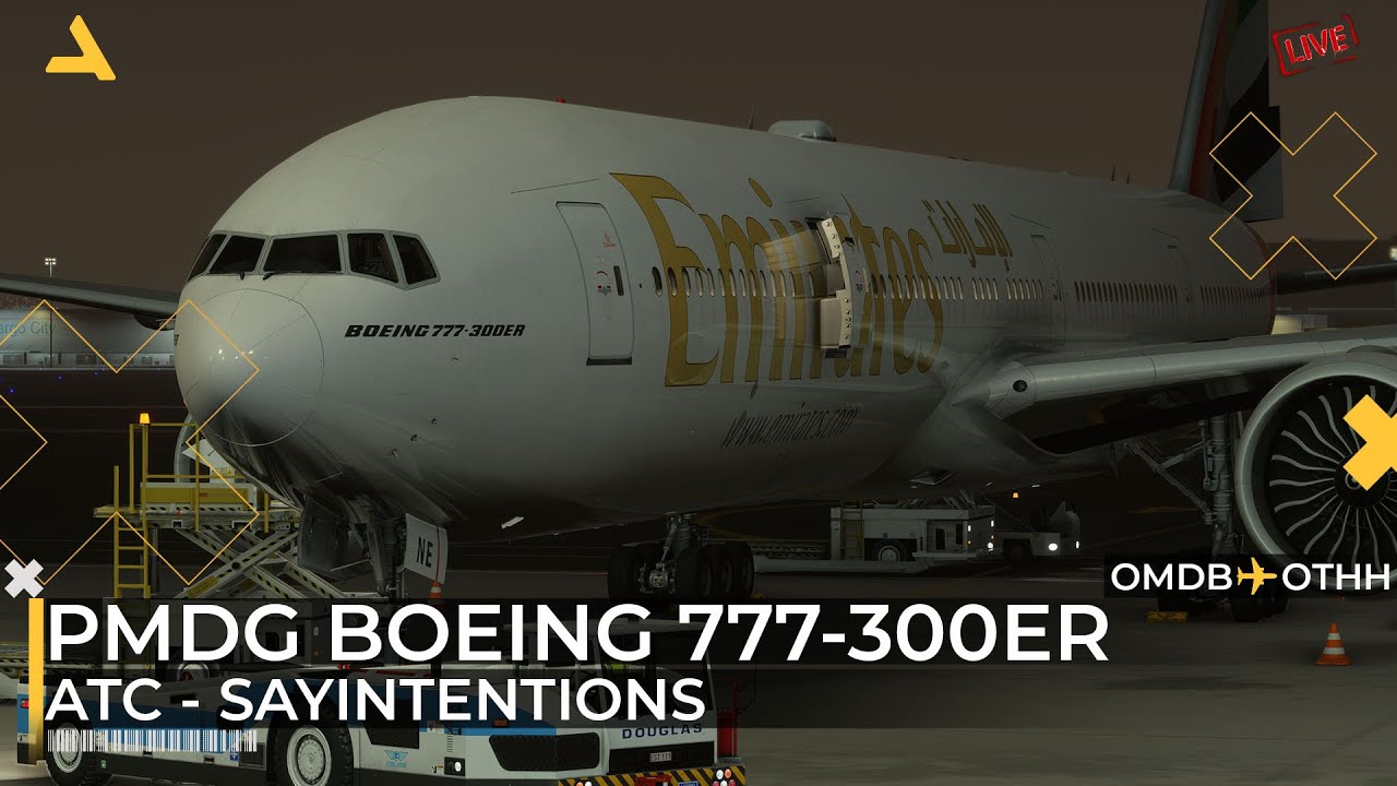 Dubai to Qatar with PMDG 777-300ER - ATC Communication with Sayintentions - MSFS 2024 copy