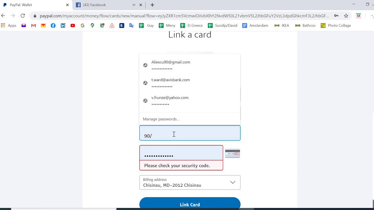 Paypal log in
