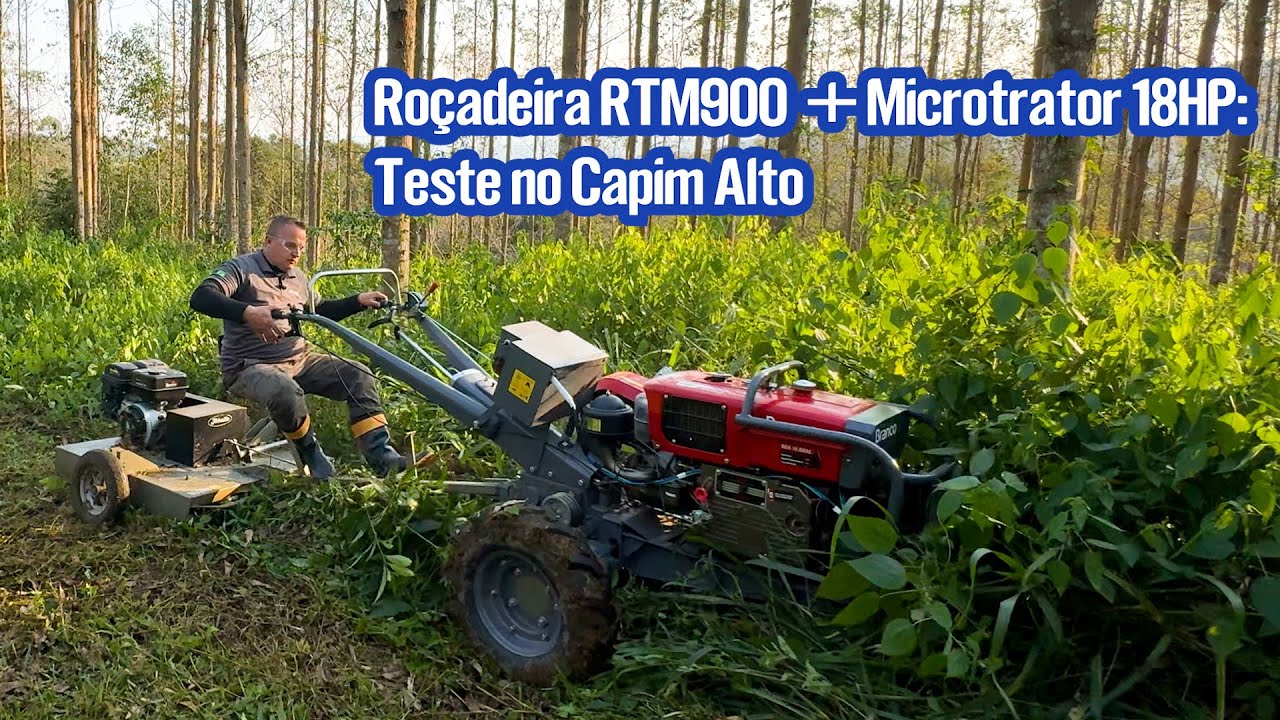 Roçadeira RTM900 + Microtrator 18HP #branco  : Teste no Capim Alto #tobatta