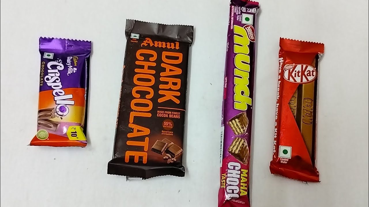 crispello vs amul dark chocolate vs munch vs kitkat