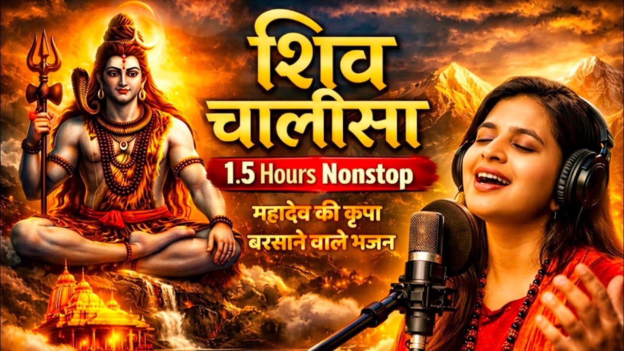 Shiv Chalisa with Lyrics 1.5 Hours Nonstop | Powerful Voice | Lord Shiva Devotional Song #shivbhajan
