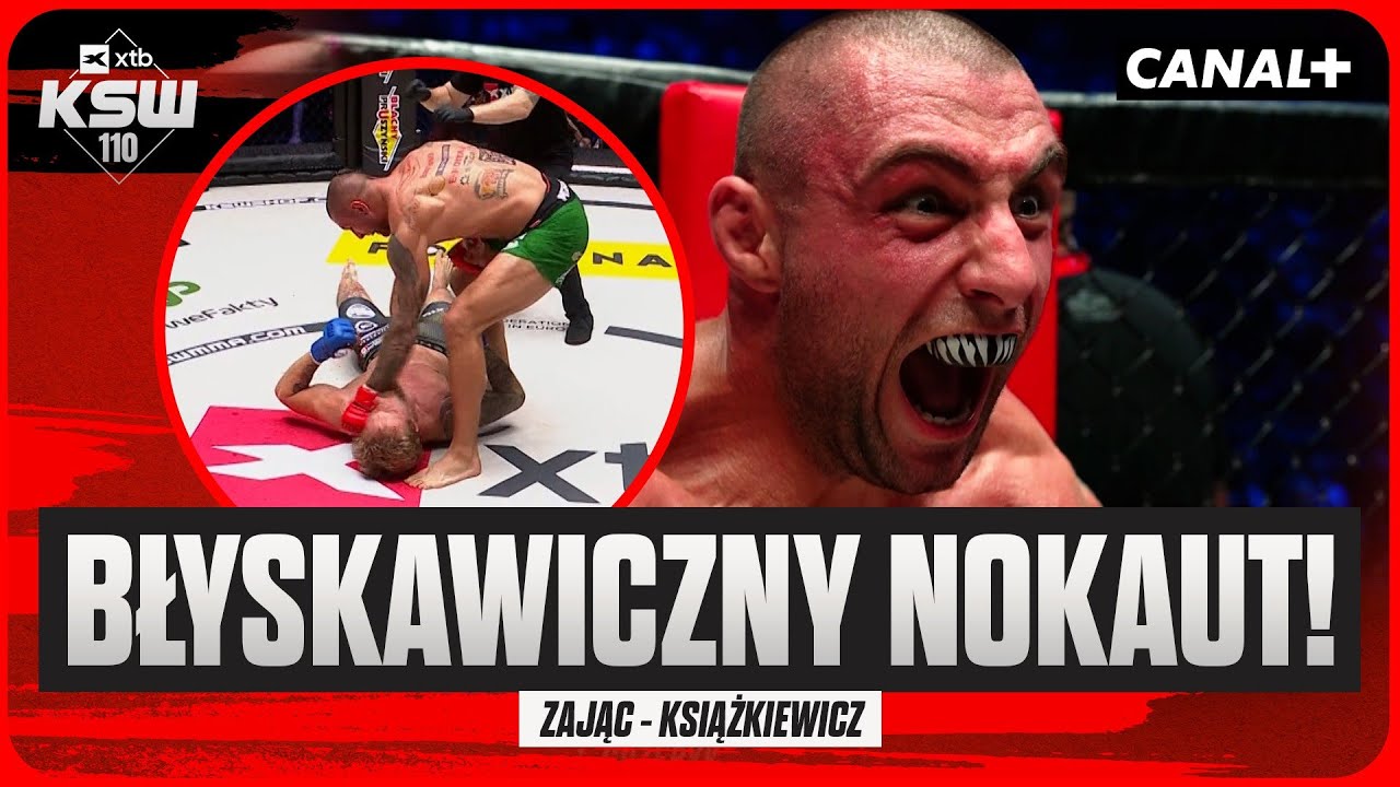 KOSZMARNA KONTUZJA, MOMENTALNY NOKAUT! ZAJĄC - KSIĄŻKIEWICZ, SKRÓT WALKI (XTB KSW 110)