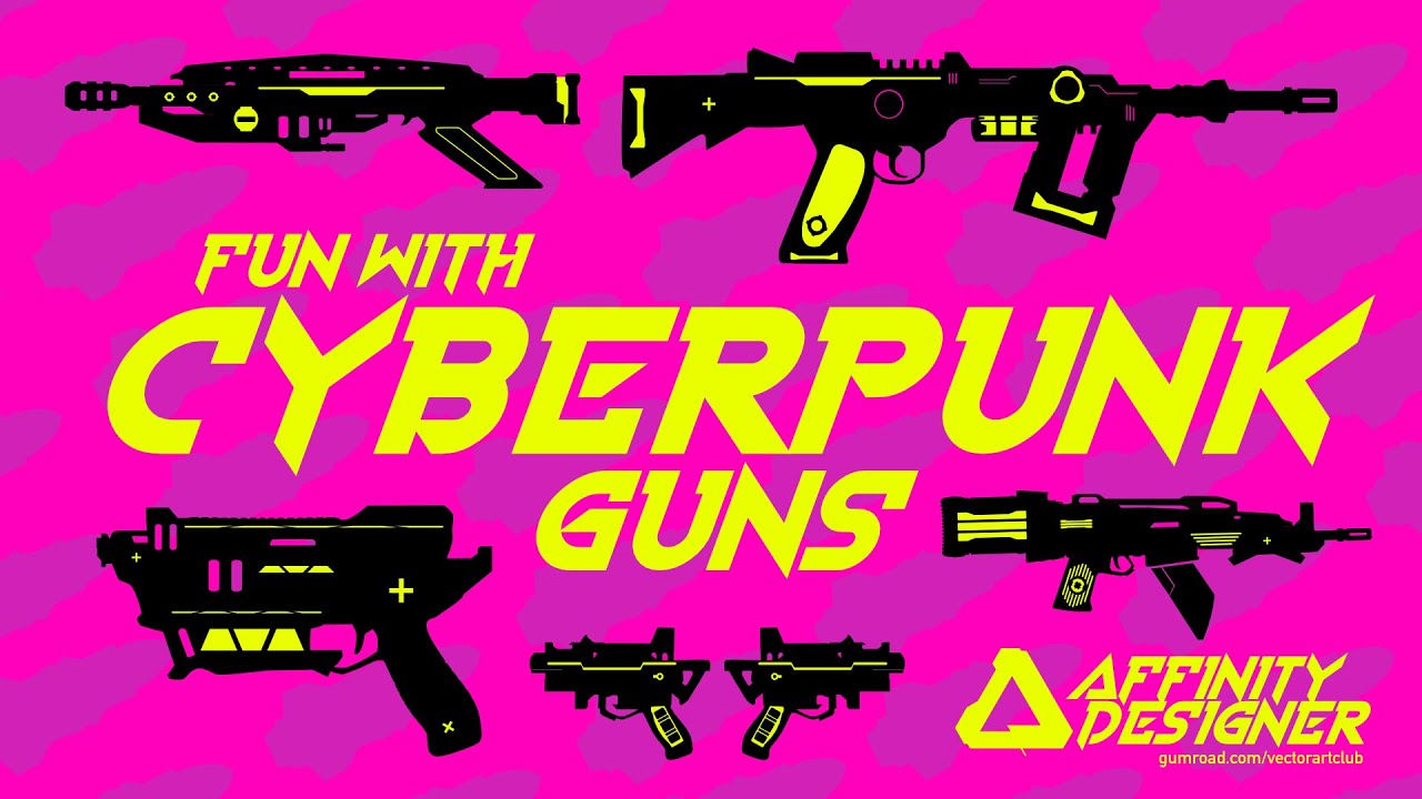 Cyberpunk Guns In Affinity Designer [Free Vector Asset Pack]