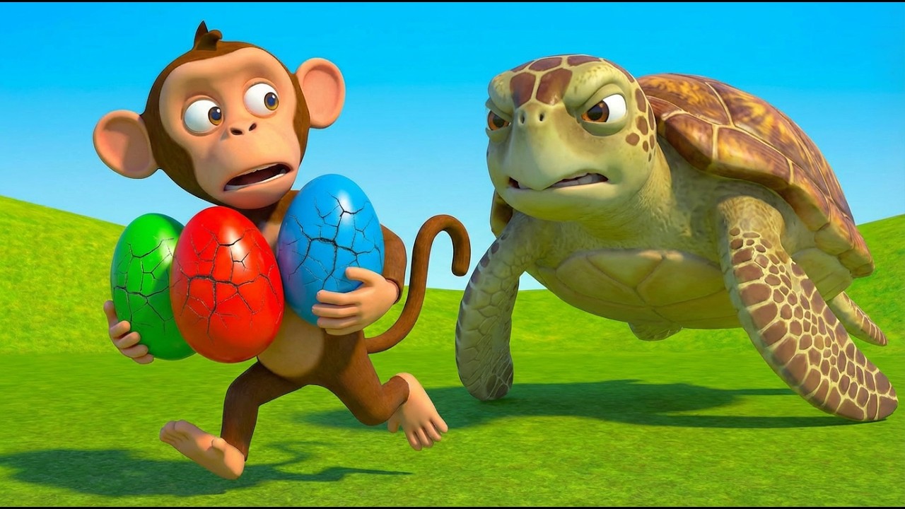 Monkey Steals Sea Turtle Eggs! 🐒🐢 Old MacDonald's Farm! | Funny Animals Best Friends ❤️